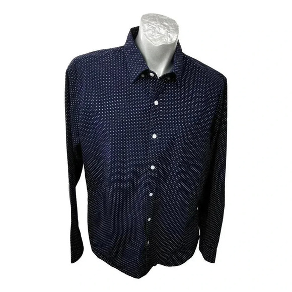 J Crew Navy Dot Slim Size XL  New Mens Shirt - Picture 1 of 5